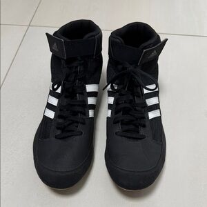 Adidas Men's Black and White Athletic High-Tops